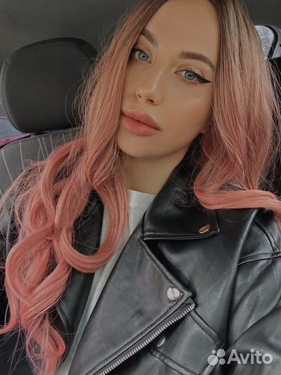 Парик блонд, розовый