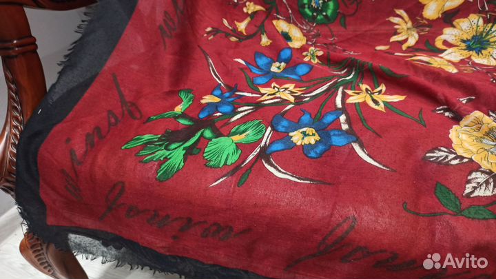 Платок шаль etro 120см тонкорунная шерсть италия