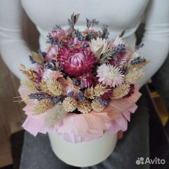 Букет цветы сухоцветы, композиция из сухоцветов