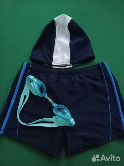 Очки для плавания+шапочка тканевая+шорты купальные