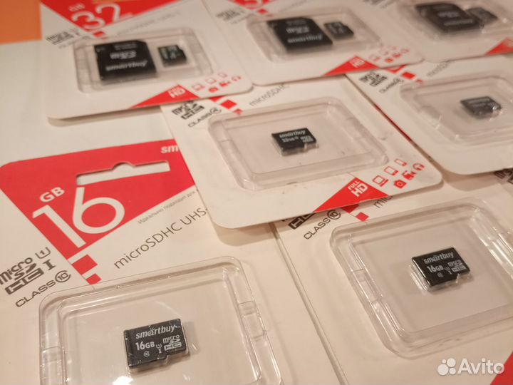 Карта памяти MicroSD - 16Gb и 32Gb + адаптер