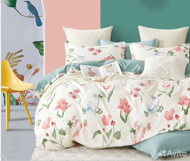 Белье постельное Евро, с простыней на резинке