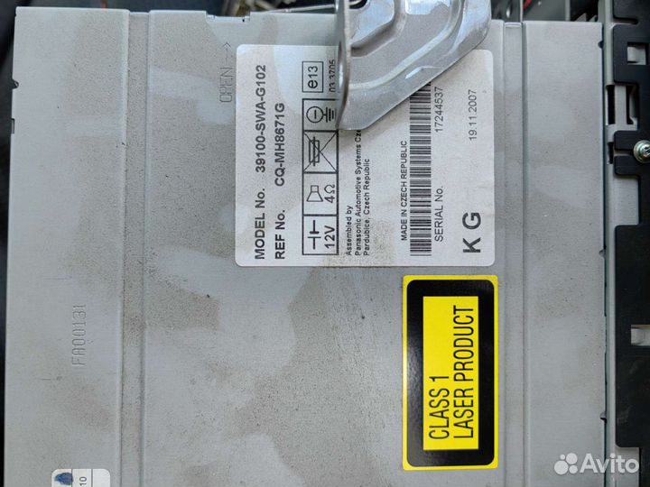 Магнитола Honda crv 2008