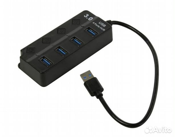 USB-хаб 4 порта sbha-7324-B SmartBuy, USB 3.0, чёр