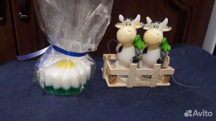 Хендмейд свечи коровки и ромашка