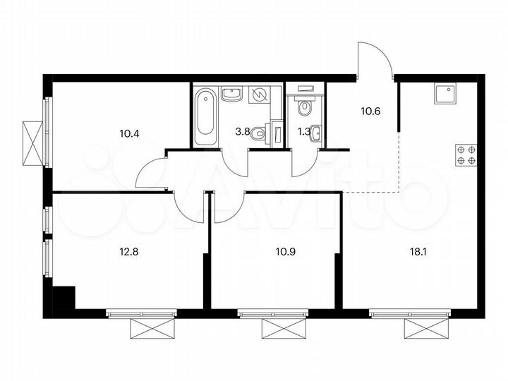 3-к. квартира, 67,9 м², 8/25 эт.