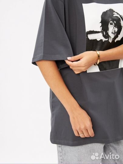 Футболка женская оверсайз графит