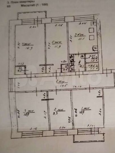 Комната 16,9 м² в 5-к., 3/5 эт.