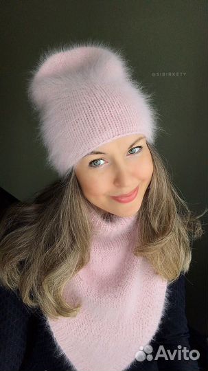 Шапка бини и снуд ангора Италия