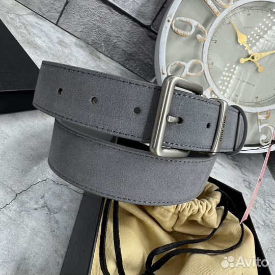 Ремень Miu Miu серый