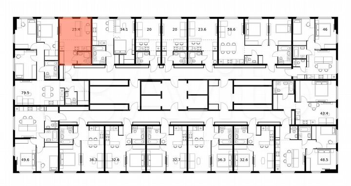 Квартира-студия, 25,4 м², 2/25 эт.