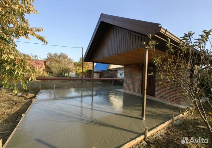 Заливка бетона, фундамент, отмостки