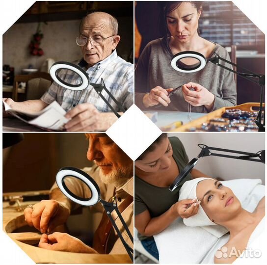 Лампа лупа настольная