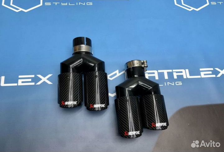 Насадки для BMW F30 F32 F36 Akrapovic глянец 2*76