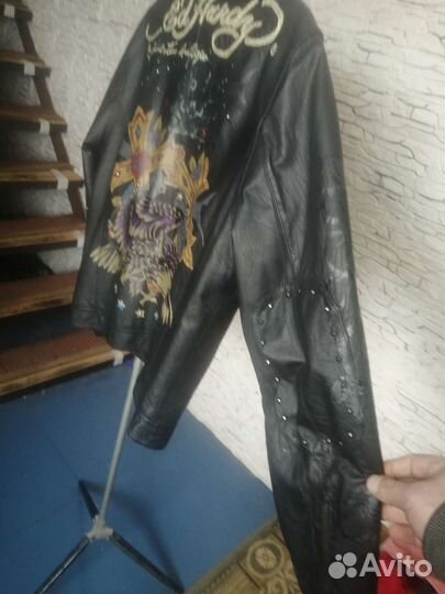 Кожаная куртка ED Hardy by Christian Audigier Lede