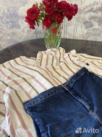 Шорты джинсовые Topshop и рубшка хлопок женская