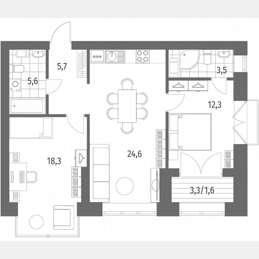 2-к. квартира, 71,7 м², 6/11 эт.