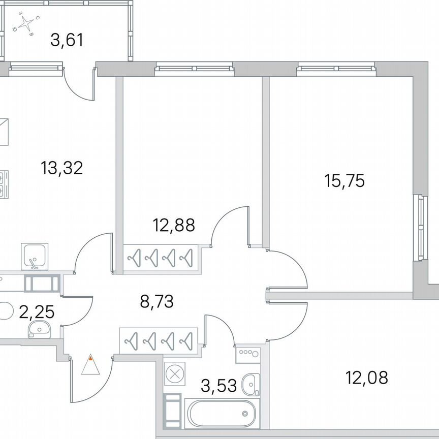 3-к. квартира, 70,4 м², 3/5 эт.