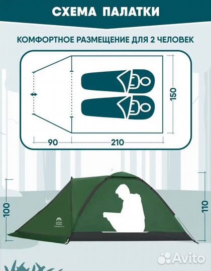 Палатка туристическая 2 местная бу