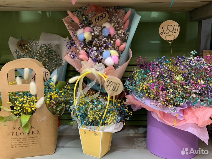 Букеты - сухоцветы из сухой гипсофилы