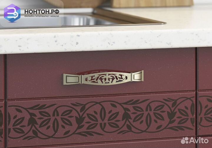 Кухня Мечта 2.2 м белый / белый металлик / гранат