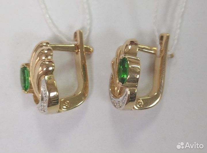 Золотые серьги с фианитом
