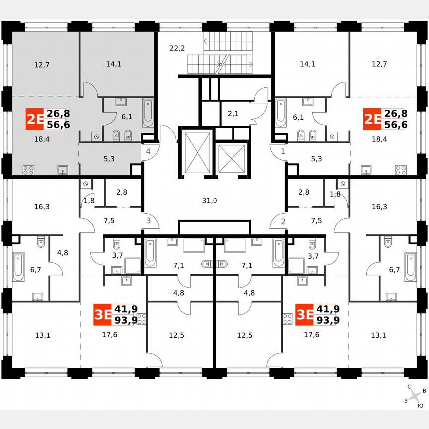 2-к. квартира, 58,5 м², 5/9 эт.