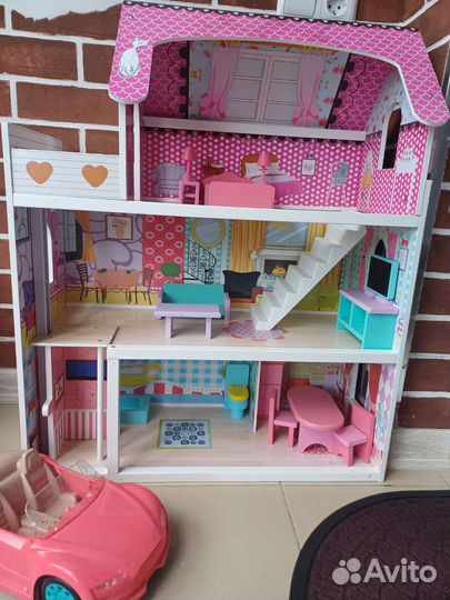 Кукольный домик для барби с лифтом и мебелью