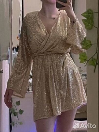 Платье вечернее золотое 44-46