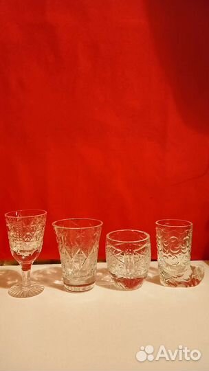 Хрустальные рюмки СССР 4 вида