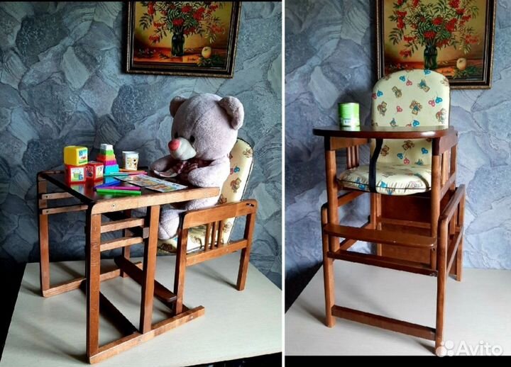 Стульчик для кормления трансформер деревянный