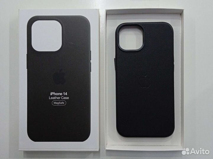 Кожаный чехол на iPhone 14 Чёрный