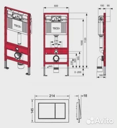 Инсталляция для унитаза tece base 9400400