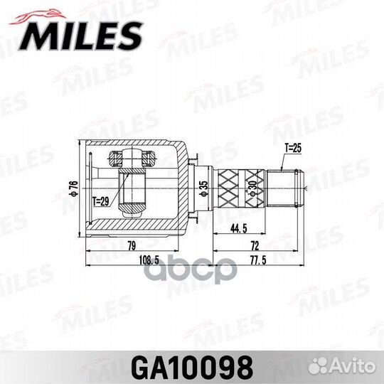 ШРУС subaru impreza G12 07- внутр. комп GA10098