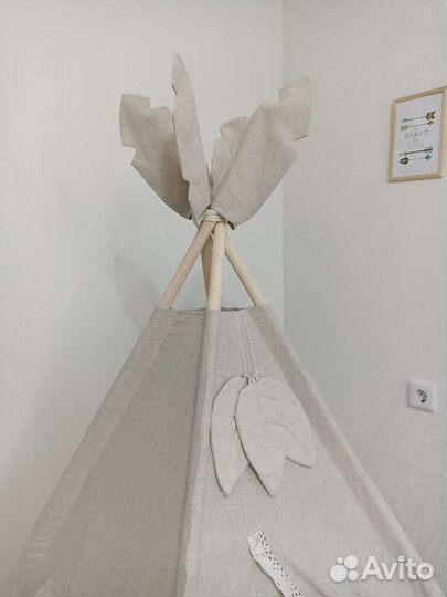 Вигвам лён под заказ с хлопковым кружевом