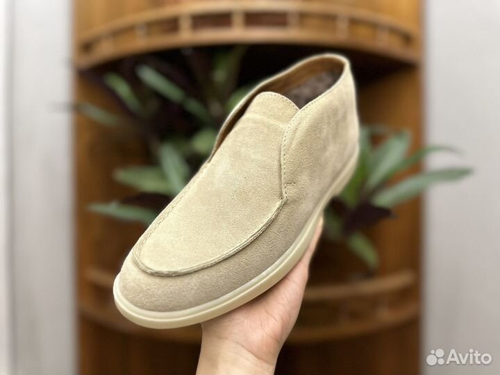 Лоферы зимние женские замшевые натуральный мех