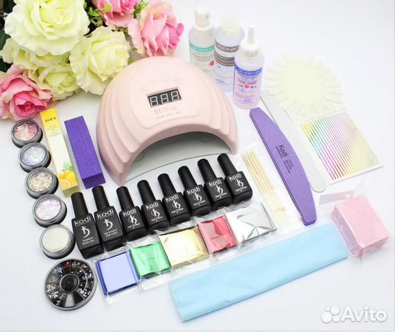 Набор для маникюра и дизайна ногтей с лампой SUN