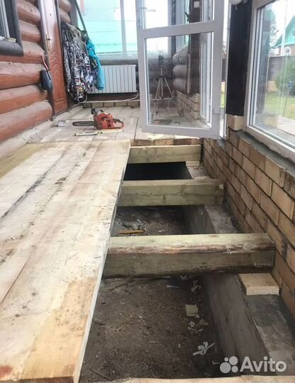 Подъем дома Замена венцов лаг Ремонт фундамента