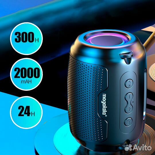 Портативная колонка bluetooth черная/голубая