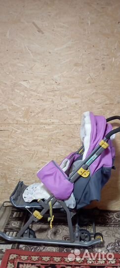 Детские санки коляска с колесами бу