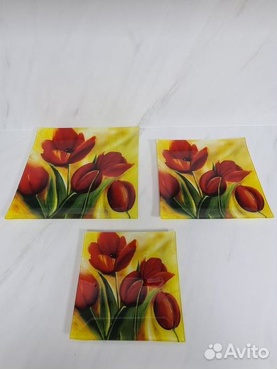 Тарелки квадратные 3шт