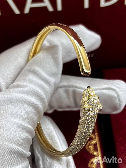 Браслет cartier panthere желтое золото 750,бриллиа