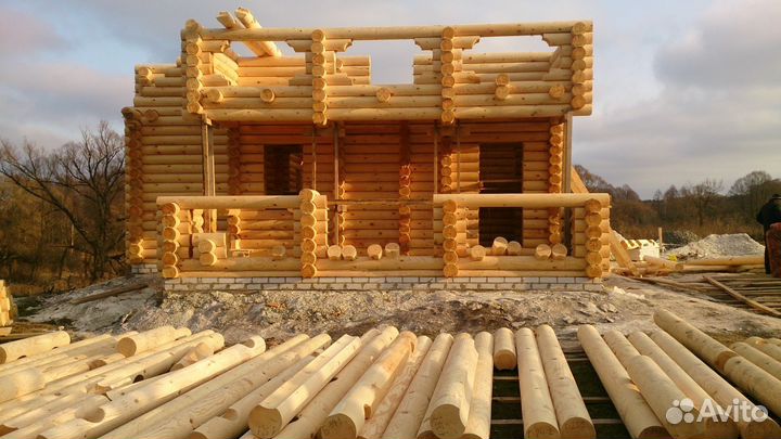 Бревно оцилиндрованное, срубы