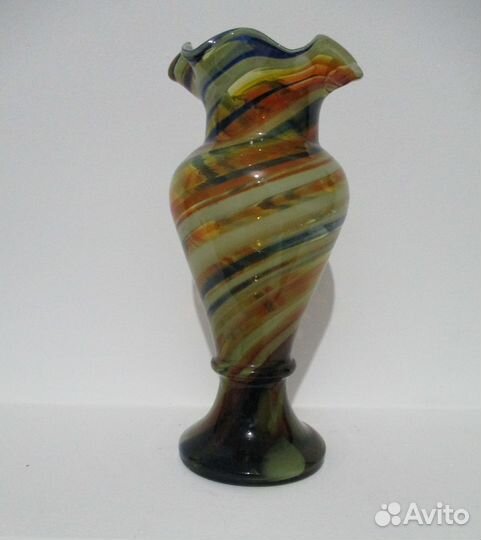 Ваза, цветное гутное стекло, винтаж