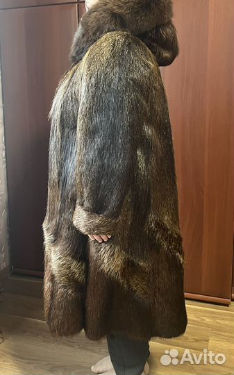 Шуба нутрия с капюшоном