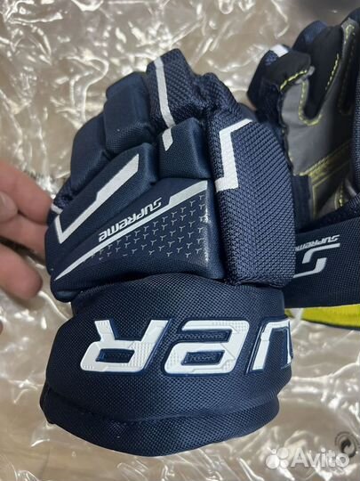 Краги хоккейные Bauer Mach 9 размер синие