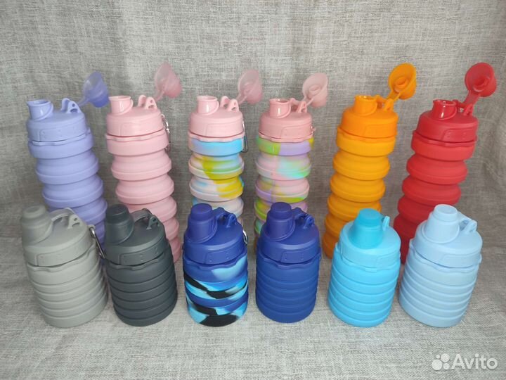 Бутылка для воды складная силиконовая