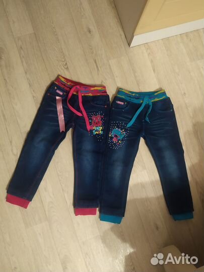 Джинсы для девочки утеплённые 2шт 500