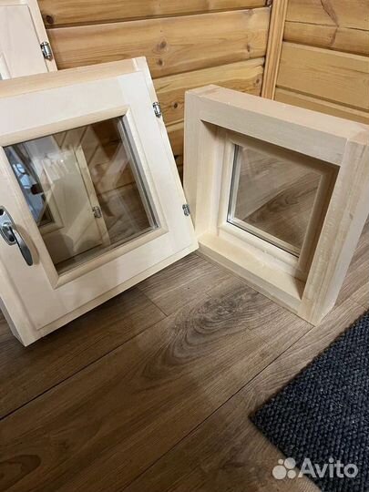 Форточки для бани со стеклопакетом из Липы