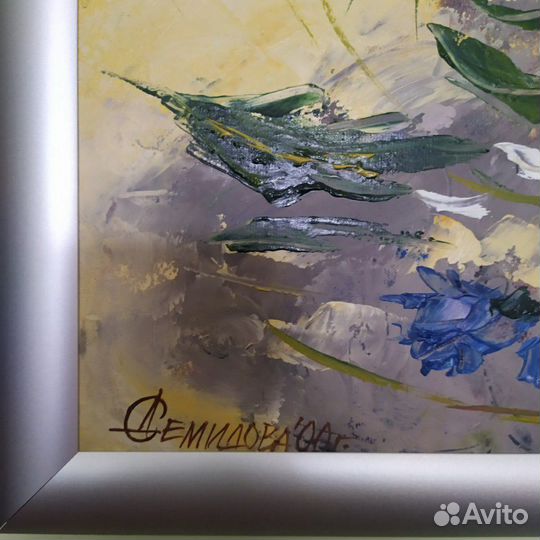 Картина. Букет в вазе. Масляная живопись